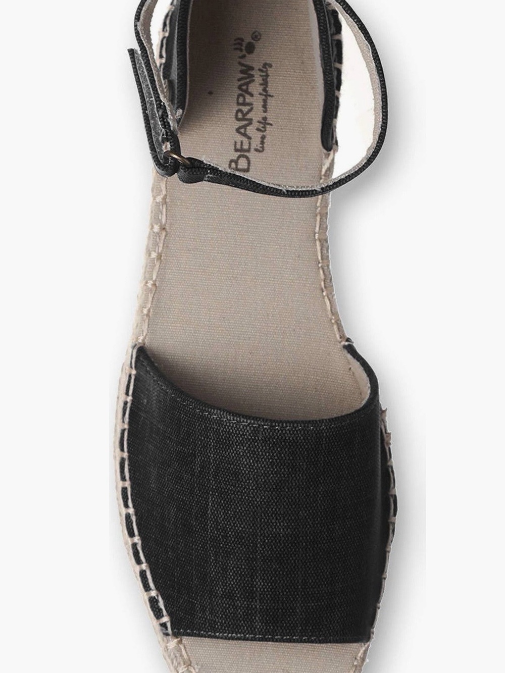 BearPaw Black Canvas Women's Espadrille Sandals with Ankle Strap